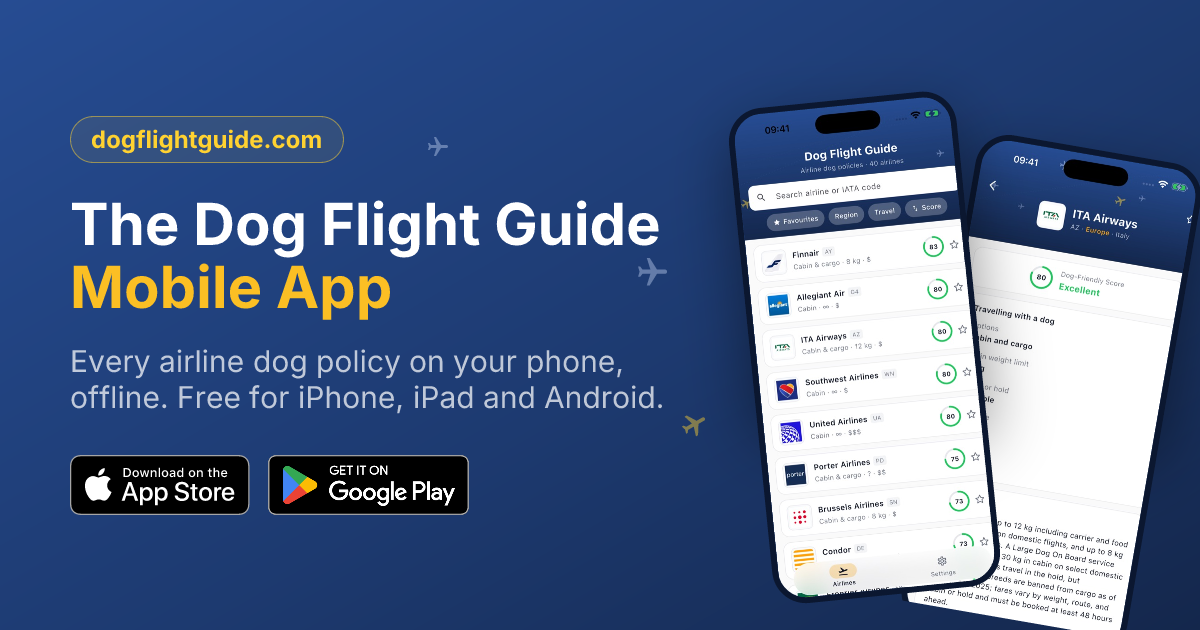 The Dog Flight Guide mobile app is here, and it works offline